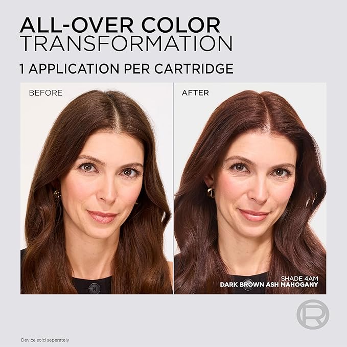 L'Oreal Paris Colorsonic Permanent Hair Dye Cartridge, Hair Color for Root Touch Up, Gray Coverage or All Over Color in just 5 Minutes, 4AM Dark Mahogany Brown (Coloring Device Sold Separately)