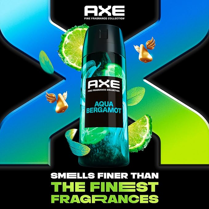 AXE Fine Fragrance Collection Premium Deodorant Body Spray for Men Aqua Bergamot with 72H Odor Protection and Freshness Infused with Aqua, Bergamot, and Sage Essential Oils 4 oz