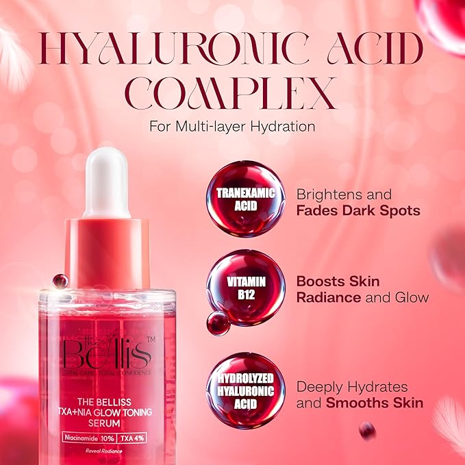 Belliss Niacinamide 10% and Tranexamic Acid Serum 4% – TXA + NIA Glow Serum – Hydrating Formula for Uneven Skin Tone, Texture – Toning Korean Skincare for Glass Skin, Spots 30ml / 1.01 fl.oz