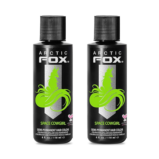 Arctic Fox Semi-Permanent Hair Dye, Vegan & Cruelty-Free, Vibrant Electric Green, Ammonia-Free, Peroxide-Free, Space Cowgirl, 4 Fl Oz (Pack of 2)