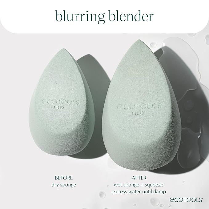EcoTools Blurring Blender Makeup Sponge Duo, Makeup Blender Sponge For Blurred Skin, For Liquid & Cream Foundation, Cloud Coverage Memory Foam, Eco Friendly & Latex Free, Cruelty-Free & Vegan, 2 Count