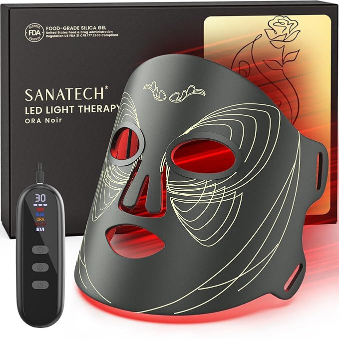 LED Light Therapy Mask for Face, 4 Modes LED Face Mask Light Therapy with 850nm Near-Infrared, 400 LEDs, Rechargeable, Portable Anti-Aging Device (Onyx Black)