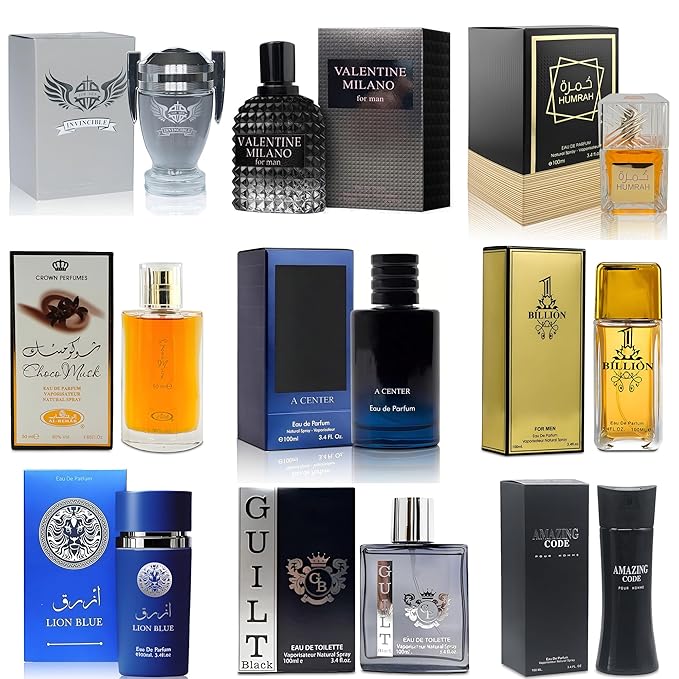 Men's Cologne Sampler Set (100ml Each*9PCS) | Luxury Fragrance Variety Pack for Men | Woodsy, Citrus, Spicy & Fresh Scents | Gift Ready Collection(Combo Set R)