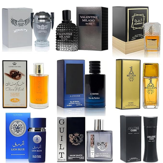 Men's Cologne Sampler Set (100ml Each*9PCS) | Luxury Fragrance Variety Pack for Men | Woodsy, Citrus, Spicy & Fresh Scents | Gift Ready Collection(Combo Set R)