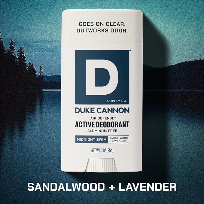 Duke Cannon Midnight Swim Aluminum-Free Deodorant for Men - Air Defense, Sandalwood + Lavender Scent, 3 oz – Long-Lasting, Clear Glide, Skin-Soothing Formula