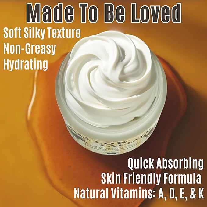 Hallow Tallow Whipped Beef Tallow Moisturizer – 100% Grass-Fed & Finished Tallow Balm with Manuka Honey, Jojoba & Olive Oil, Calendula Extract – Natural Hydrating Face & Body Cream, 4oz