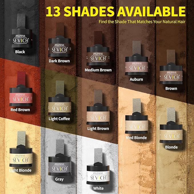 SEVICH Magnetic Hairline Powder with Brush | Refillable Root Touch Up for Sparse Hairlines & Gray Coverage | Waterproof, Sweat-Proof & Smudge-Proof | Natural & Invisible Hair Concealer (Med Brown)