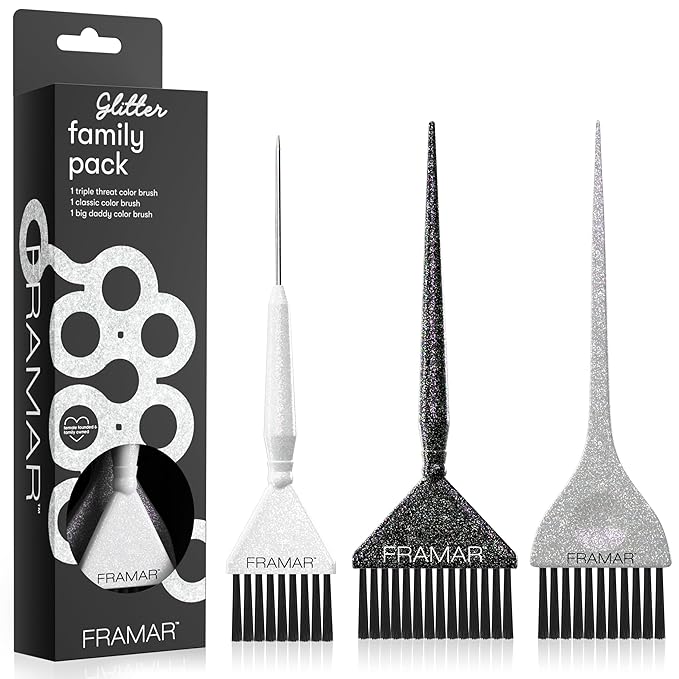 FRAMAR Hair Color Brush Set – Glitter Color Brush, Hair Dye Brush Kit, Hair Coloring Brush, Hair Color Brushes For Hair Stylist, Hair Dying Brush, Hair Salon Supplies, Hair Dye Brushes – 3Pk