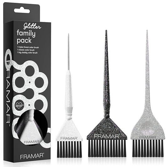 FRAMAR Hair Color Brush Set – Glitter Color Brush, Hair Dye Brush Kit, Hair Coloring Brush, Hair Color Brushes For Hair Stylist, Hair Dying Brush, Hair Salon Supplies, Hair Dye Brushes – 3Pk