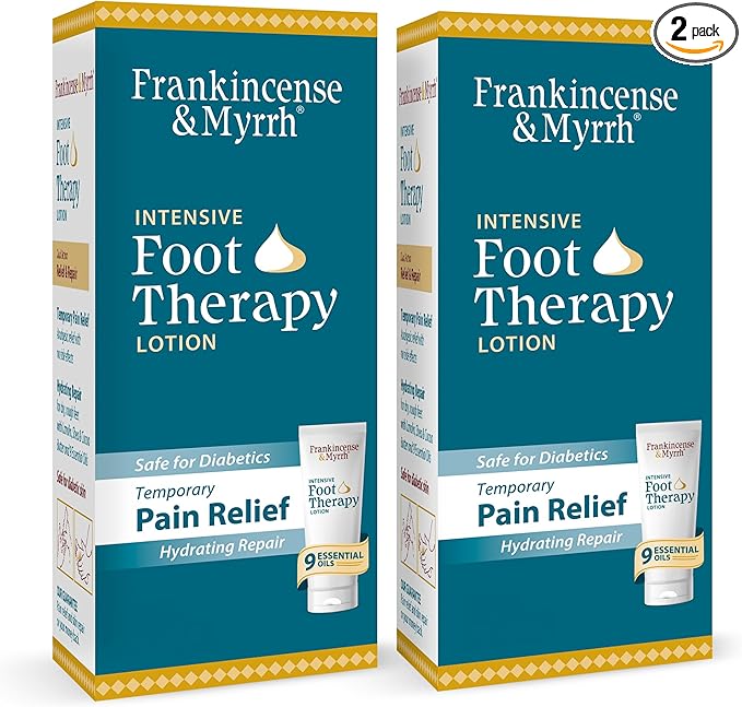 Frankincense and Myrrh Foot Pain Relief Cream - Intensive Foot Therapy Lotion - Diabetic Nerve Pain Relief Cream | Restless Leg Syndrome | Frankincense Essential Oil, 3 Ounce (2-Pack)