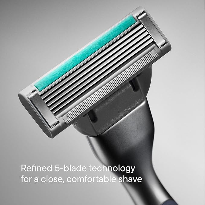 HARRY'S PLUS: Shaving Kit for Men – Gift Box with Premium Handle, 5 Razor Blade Cartridges, 2 oz Foaming Shave Gel & Travel Cover, Advanced Pivoting System – Tide