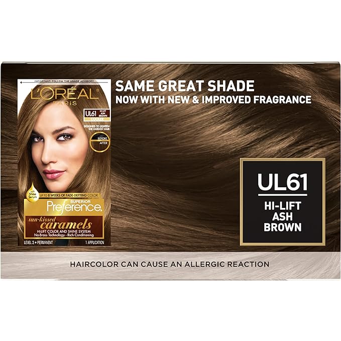 L’Oreal Paris Superior Preference Fade-Defying + Shine Permanent Hair Color, UL61 Ultra Light Ash Brown, Pack of 1, Hair Dye