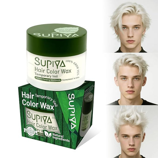 Temporary Hair Styling Color Wax, Green Blue Purple Red Hair Dye Color Wax Washable Natural Instant Hair Coloring Cream for DIY Hairstyle for Kids Men Women(White#88)