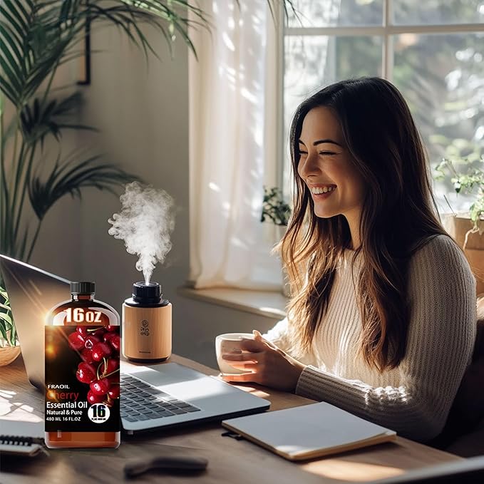 Cherry Essential Oil, Cherry Oil 16 Fl Oz 480 ML for Diffuser Humidifier Yoga Cleaning DIY Candle Soap Making Perfume Gift for Women Essential Oils