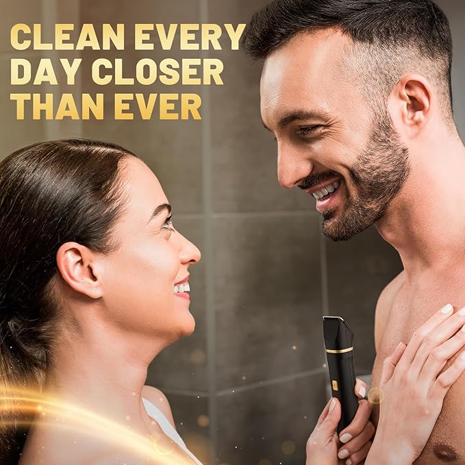 Electric Razor for Men, IPX7 Waterproof Versatile Shaver for Temple, Groin, Nose, Ear Hairs, Beard, Body Hair Trimmer, Painless Grooming Kit with 2 Replaceable Heads, Birthday Gifts for Men