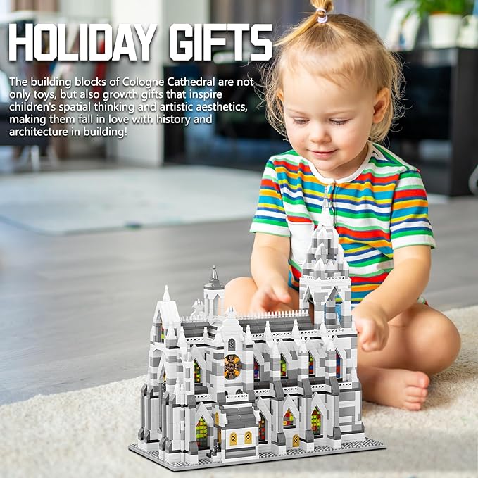 Miniature Building Blocks Cologne Cathedral Model Set (3598 Pieces) - Building Toys, Suitable for Children and Adults as Gifts
