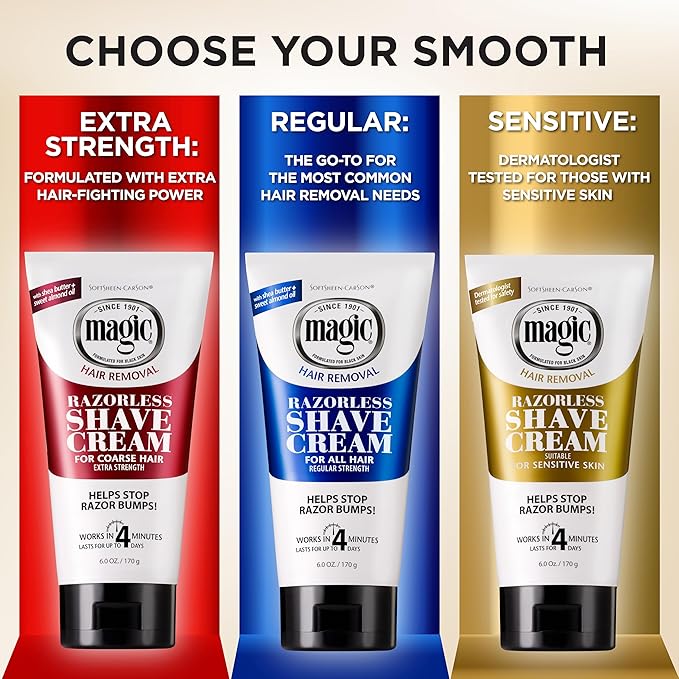 SoftSheen-Carson Magic Razorless Shaving Cream, Depilatory Hair Removal Cream, Works in 4 Minutes for Coarse, Curly Hair, 2 Count