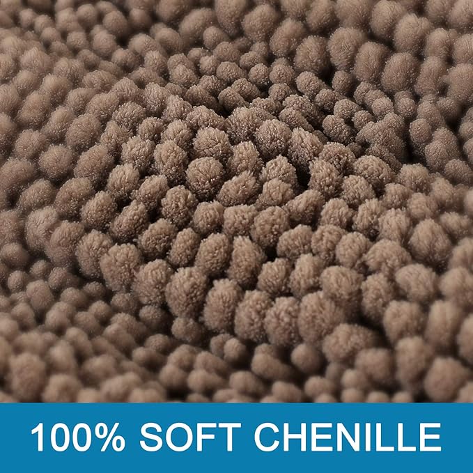 H.VERSAILTEX Bathroom Rugs Bath Rug Set 2 Piece Bathroom Contour Rug Toilet Mat Sets Non Slip Contour Bath Rug Ultra Thick Water Absorbent Striped Bath Mats(20" x 32" Plus 20" x 20" U, Taupe Brown)