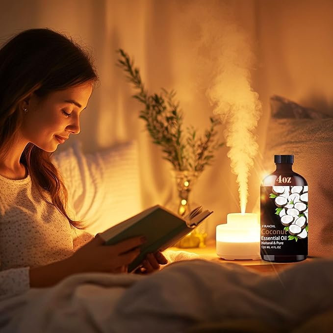 Coconut Essential Oil, Coconut Oil 4 Fl Oz 120ML for Diffuser Humidifier Yoga Cleaning DIY Candle Soap Making Perfume Gift for Women Essential Oils