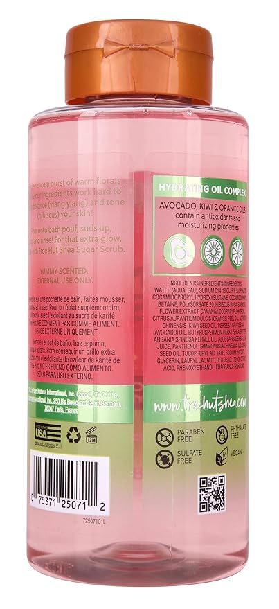 Tree Hut Pink Hibiscus Foaming Gel Wash, Hydrating & Moisturizing Body Wash with Shea Butter & Nourishing Essential Oils, Daily Cleanser for Soft Smooth Skin, 18 fl oz