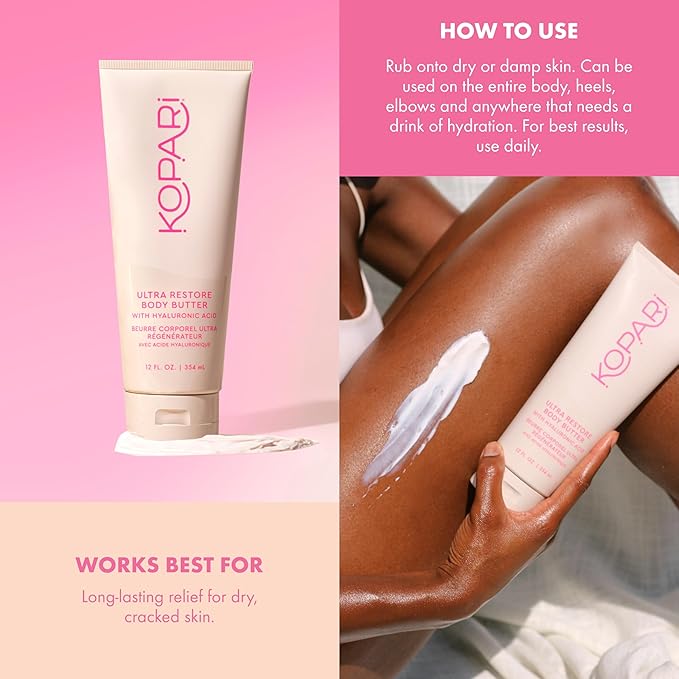 Kopari Jumbo Ultra Restore Body Butter, Whipped Lightweight Formula, Hyaluronic Acid & Mango Seed Butter, Deep & Long-Lasting Moisture, Coconut 12 oz