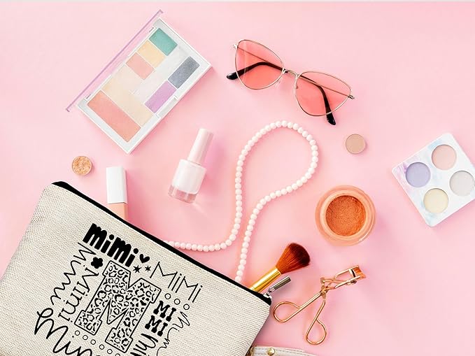 Mimi Makeup Cosmetic Bag - Mothers Day Gift for Grandma, Best Mimi Ever, Small Makeup Bag for Purse, Grandchildren Gift