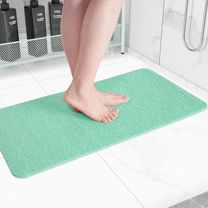 Non-Slip Bathtub Mat, Anti Slip Shower Mat, Fast Drying Bathtub Mats, Foot Scrubber Mat, Anti Slip Mat for Tub, Floor, Bathroom, Kitchen, Home, Hotel (Light Green 32"×17")