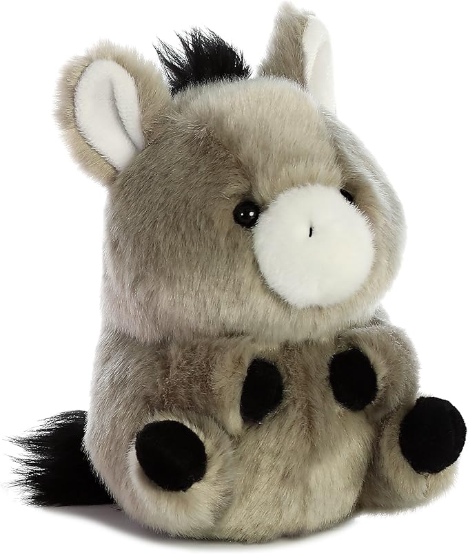 Aurora® Playful Rolly Pet™ Bray Donkey™ Stuffed Animal - Compact Size for On-The-Go Fun - for Adults, Kids, Birthdays, and Anniversaries - Gray 5 Inches