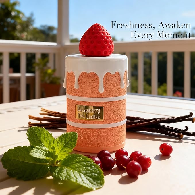 Strawberry Tres Leches Perfume for Women, Fruity Gourmand Scent with Strawberry & Marshmallow, Long Lasting Delicate EDP, 3.4 Fl Oz