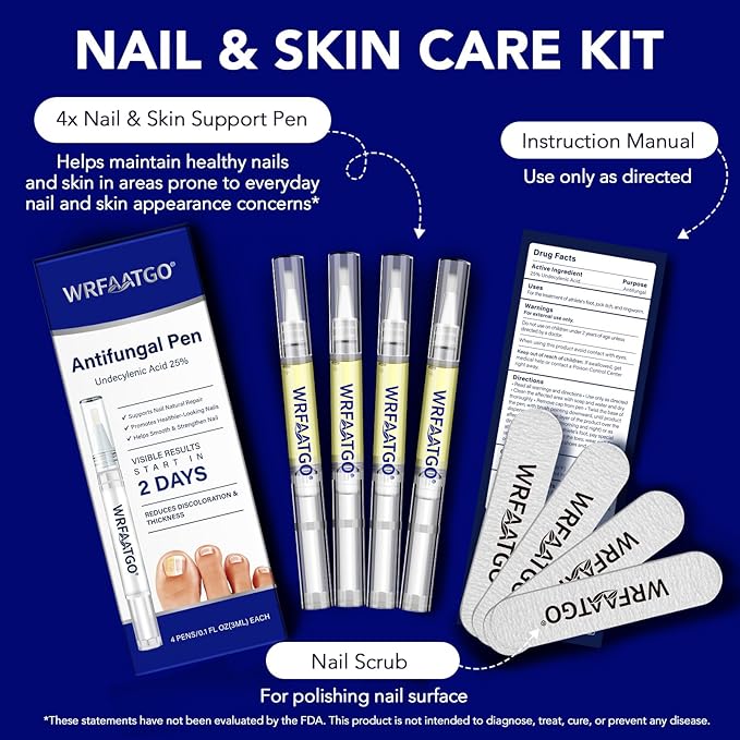 Toenail Fungus Pen | Toenail Fungus Treatment Extra Strength | 25% Undecylenic Acid, Tea Tree Oil | Toe nail Fungus Treatments for Fingernails & Toenails | 4PCS Fungal Nail Care Pen for Damaged Nails