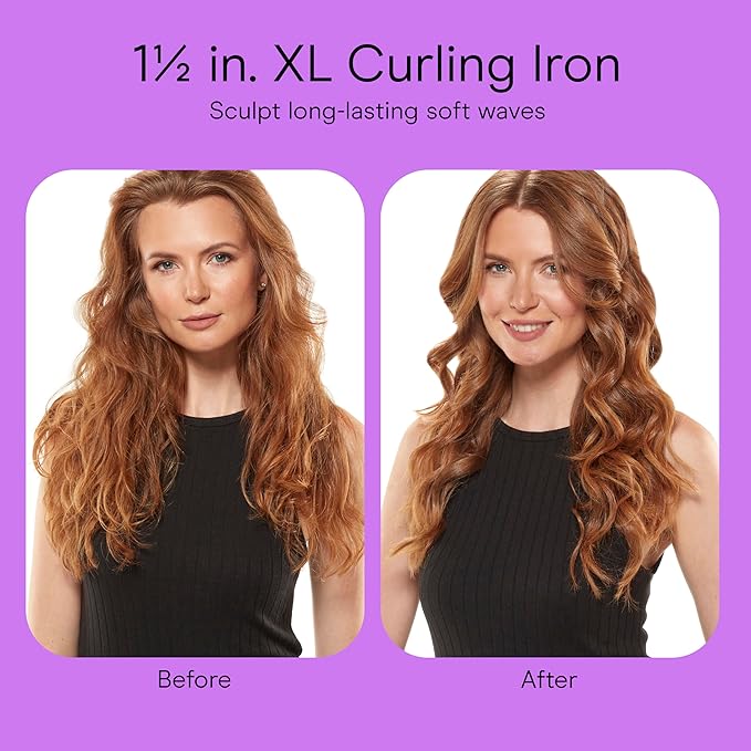 Conair Double Ceramic Curling Iron, 1 1/2" Extra-Long Barrel Hair Curling Iron, 30 Heat Settings, Turbo Heat, Auto Off, Cool Tip, Dual Voltage, Rose Gold