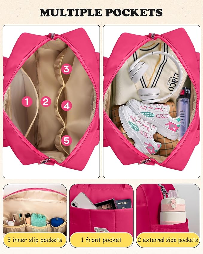 Teen Birthday Gifts-Dance Bag, Kid Weekender Bags，10 Year Old Girl Birthday Gifts-Girl Overnight Bag with Wet Pocket，Lightweight Travel Tote Personalized Cheer Bags with Makeup Pouch