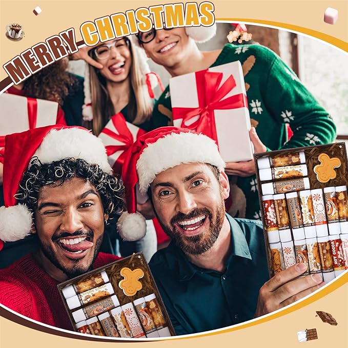 50pcs Christmas Peppermint Flavor Lip Balms Gift Bulk Candy Gingebread Hot Cocoa Cookie Cinnamon Flavor Lip Balm Favor Christmas Party Gift Stocking Stuffer for Coworker Staff Employee (Sweet)