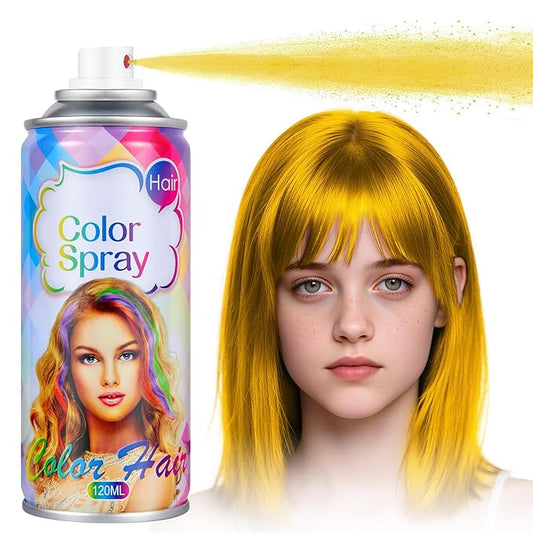 Acomler Gold Hair Spray Blonde Temporary Hair Color Spray for Kids Women Men, 4.06Oz Washable Temporary Gold Hair Dye, Yellow Hair Spray One-Day Hair Color Wax for Cosplay, Party, Christmas, Halloween