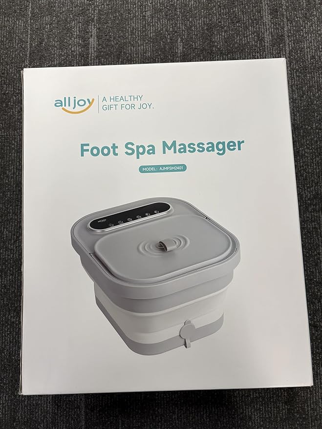 ALLJOY Foot Spa Bath Massager with Heat, Collapsible Foot Massager Spa Soaking Tub with Bubbles, Pumice Stone, Timer, 6 Shiatsu Massage Rollers Pedicure FootSpa for Relaxation, Gifts for Dad, Mom