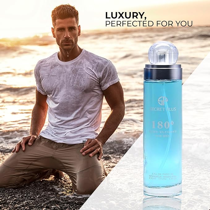180 Pure Elegant Sensual Woody Fragrance for Men | Long Lasting Cologne Aromatic Scent, Eau de Parfum Natural Spray - Great Holiday Gift, 3.4 Fl Oz/100 Ml