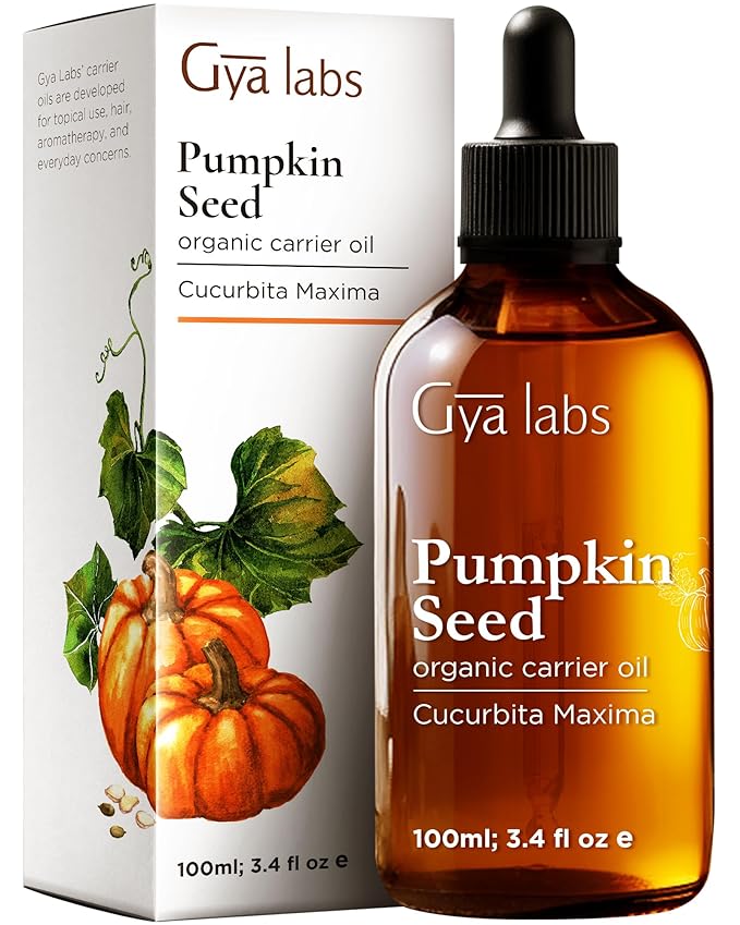 Gya Labs Pumpkin Seed Carrier Oil - 3.4 Fl Oz - for Hair, Skin, Face, Scalp & Body Massage