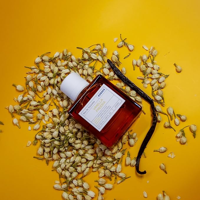 KORRES Eau De Toilette, Vanilla Freesia Fragrance Spray, Unisex Perfume With Lychee, Peach, Crisp Bergamot, Warm Vanilla And Patchouli, Floral Amber Scent For Women And Men, 1.69 Fl Oz