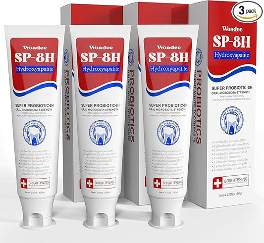 SP-8 Hydroxyapatite Probiotic Whitening Toothpaste, 8 Probiotics Plus Hydroxyapatite Formula for Teeth Whitening, Strengthening and Enamel Protection，Mint Flavor, Fresh Breath, Fluoride-Free (3)
