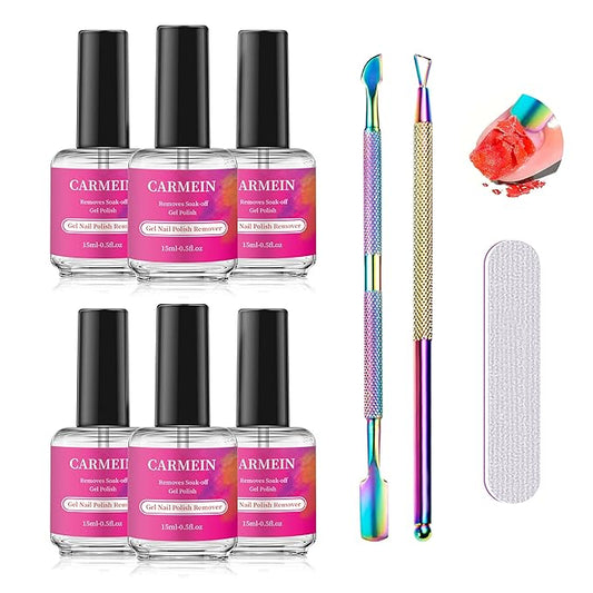 CARMEI Gel Nail Polish Remover,Professional(6-pack), 15ml/0.5 fl oz, Liquid Formula, Paraben-free, For Natural and Long-lasting Gel Polish Removal for Nail.