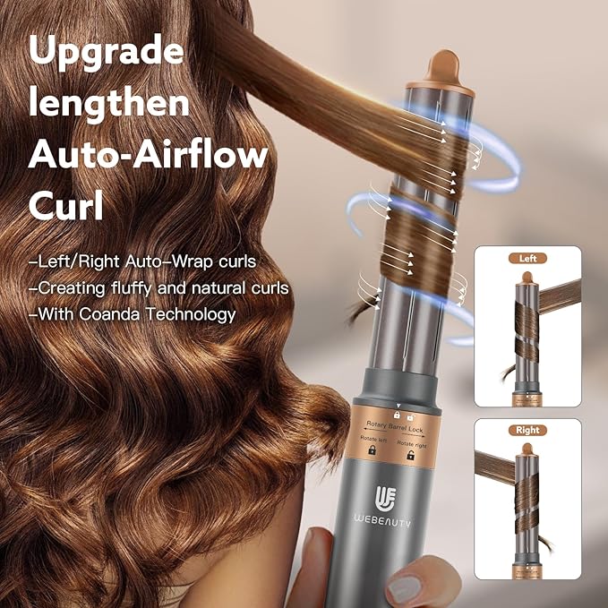 Hot Air Wrap Hair Styler, 5 in 1 Hair Dryer Brush Auto Wrap Curlers Frizz-Free Styling Tool for All Hair Types Fast Drying, Curling, Smoothing, Volumizing & Straightening with Travel Storage Case