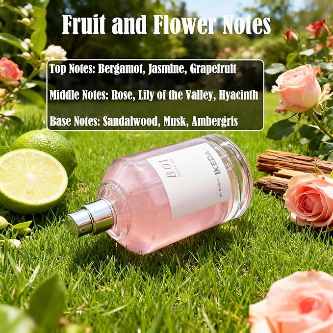 Women Perfume,Eau de Parfum 100ml Mini Bottle Long Lasting Fragrance, Jasmine,Rose,Myrtle Sandalwood Scents for Girl (Pink Meet)