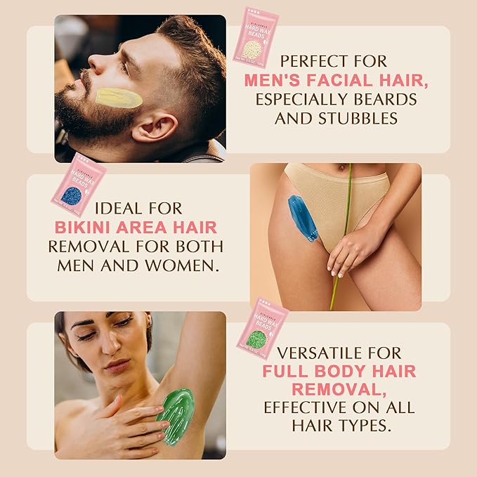 Premium Digital Waxing Kit for Women and Men, Wax Warmer Hair Removal at Home with Wax Beads & Silicone Pot, Target Different Types of Sensitive Skin Brazilian Bikini, Facial, Leg, Full body