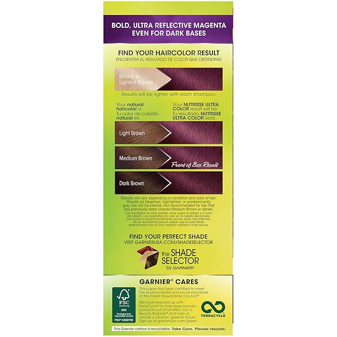 Garnier Hair Color Nutrisse Ultra Color Nourishing Hair Color Creme, Sweet Grenadine M2, 1 Count