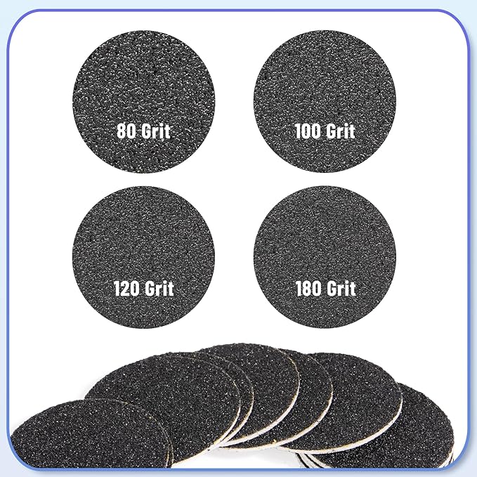 Dermawave 60pcs Replaceable Electric Foot File Callus Remover Sanding Paper Disc Refill Pack for Men & Women, Adhesive Backed, 1.7-Inch, Coarse 80 Grit