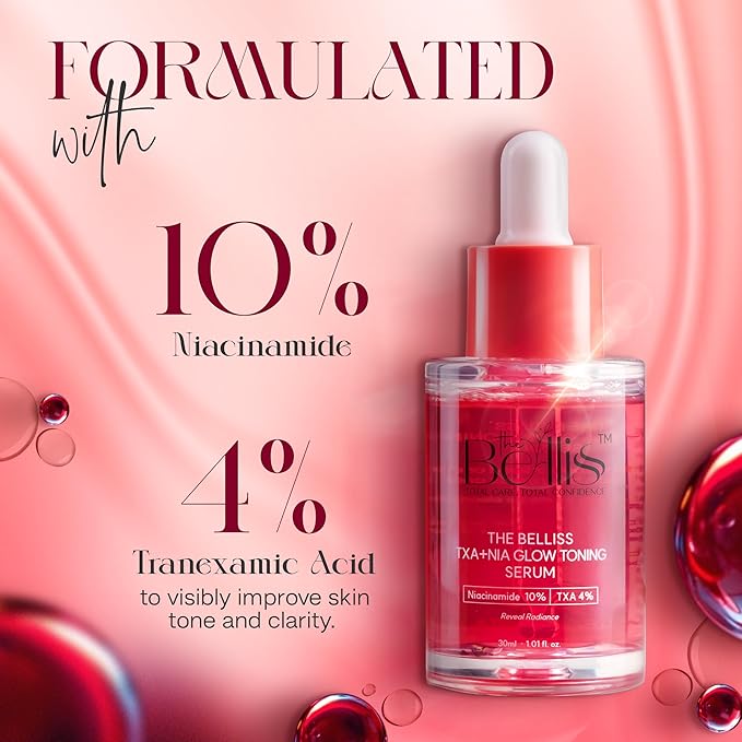 Belliss Niacinamide 10% and Tranexamic Acid Serum 4% – TXA + NIA Glow Serum – Hydrating Formula for Uneven Skin Tone, Texture – Toning Korean Skincare for Glass Skin, Spots 30ml / 1.01 fl.oz