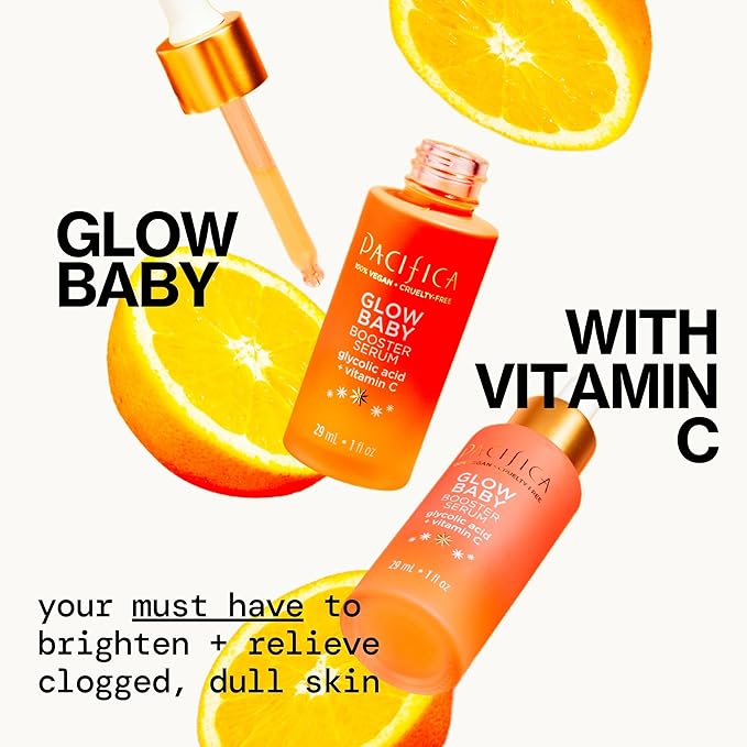 Pacifica Glow Baby Brightening Skincare Set – Vitamin C Booster Serum, Hydrodew Vegan Snail Moisturizer & Dreamlit Illuminating Lotion for Glowing Skin, Hydration & Radiance