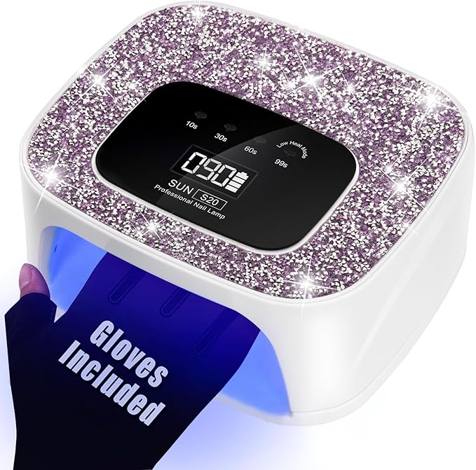 UV LED Nail Lamp Dryers Cordless 168W Diamond UV Light for Gel Nails Polish,Fast Curing Colored Poly Builder Gel Lamp with Sensor 4 Timer Touch Screen 36 LED,Professional Manicure Pedicure Art Tools