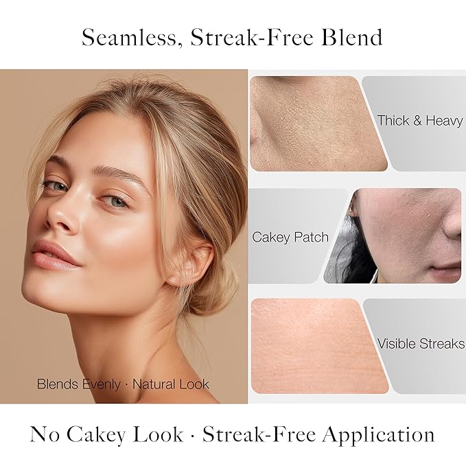 JoMay Flat Top Kabuki Foundation Brush for Liquid Makeup – Vegan Makeup Brush for Liquid, Cream & Powder – Dense, Soft Bristles for Flawless, Streak-Free Finish – Black