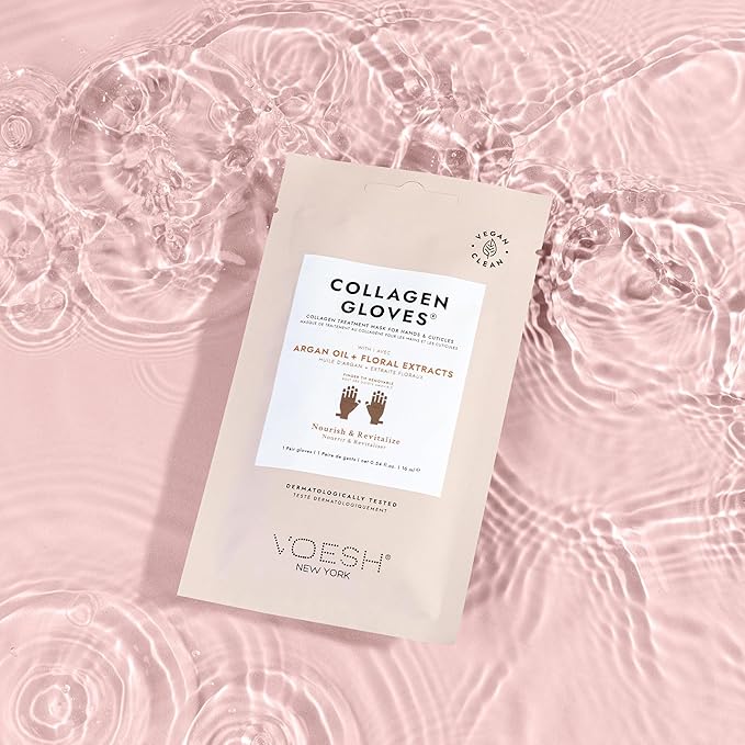 VOESH Collagen Gloves, Vegan Hand Masks, 4 Pack, Moisturizing Hand Mask, Lotion Gloves, Hydrating Gloves, Hand Care, Spa Manicure Gloves, Dry Hand Treatment